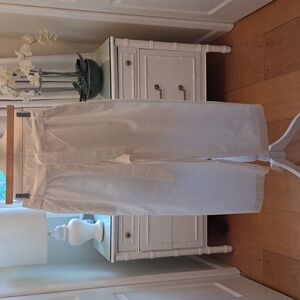 NWT‎ J. Crew Womens Wide Leg White Cropped Chino Pants Elastic Waist Sash S-6